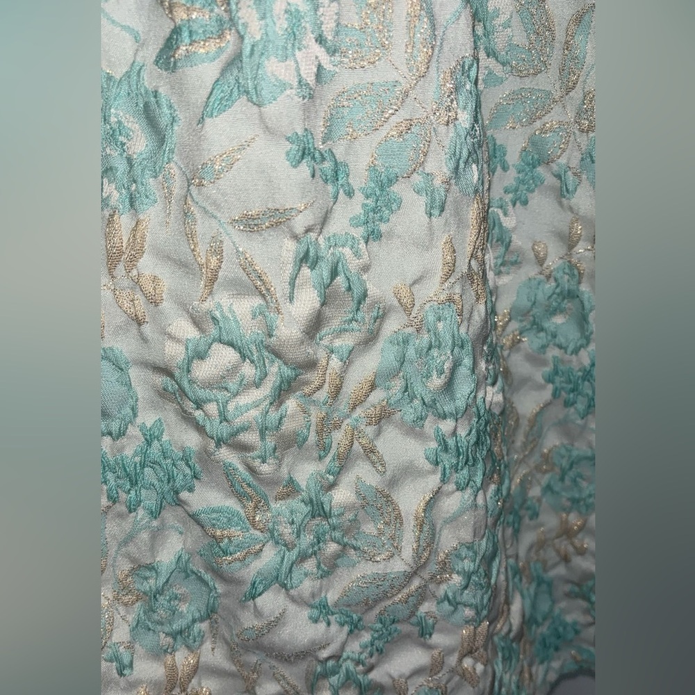 Eva Franco Teal and Cream Midi Dress - Picture 2 of 5